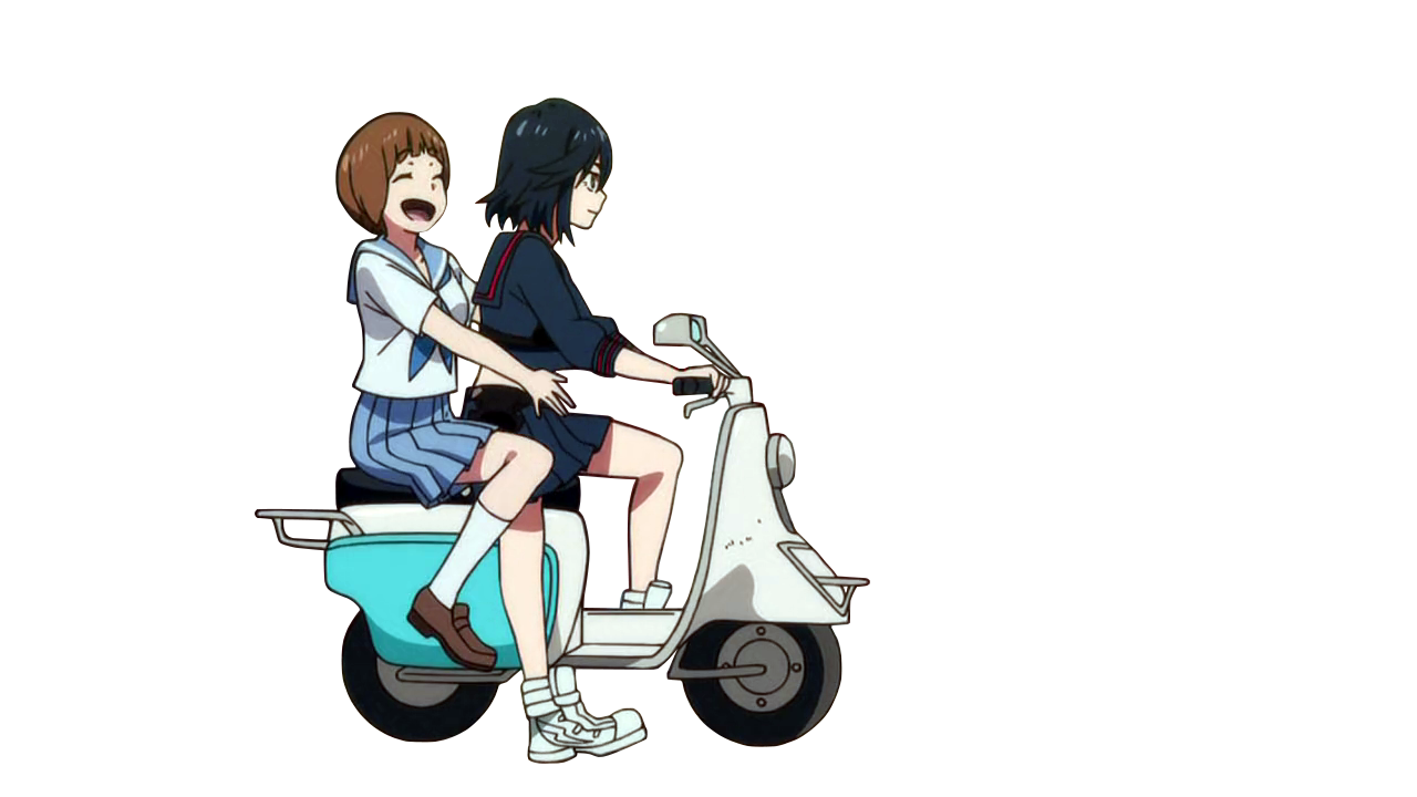 アニメ素材bot キルラキル 8話 バイクに乗る流子とマコ 素材 T Co B9uzq5thmd Twitter