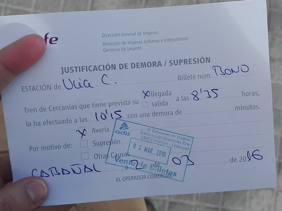 1 y 40 minutos. No tengo palabras ya. <a href="/Renfe/">Renfe</a> <a href="/InformerC6/">InformerRenfe VLC-CS</a>