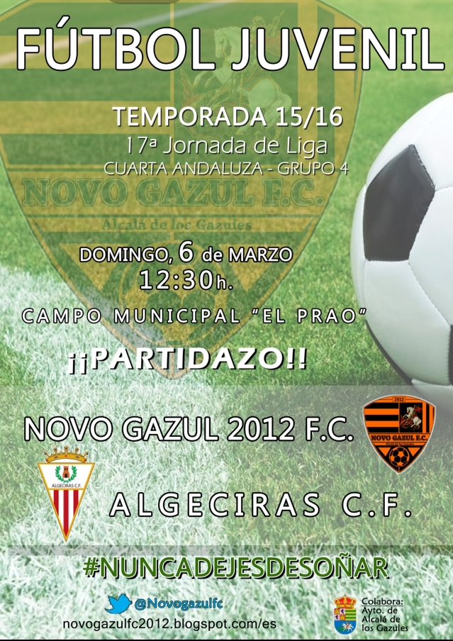 Domingo 6, a las 12:30 ¡¡PARTIDAZO!! <a href="/Novogazulfc/">Novogazulfc</a> - <a href="/AlgecirasCF/">Algeciras CF</a> #vamosMiNovo