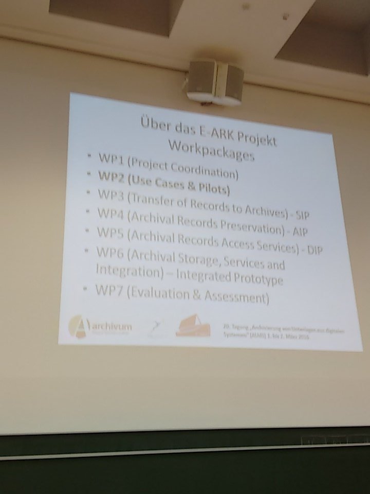 Art1Pirat's tweet photo. E-ark Projekt Arbeitspakete, Schwerpunkt SIRD2.0, SADIP Spezifikation für Weiterentwicklung SIP/AIP/DIP #auds2016 https://t.co/8zwQj4psn9