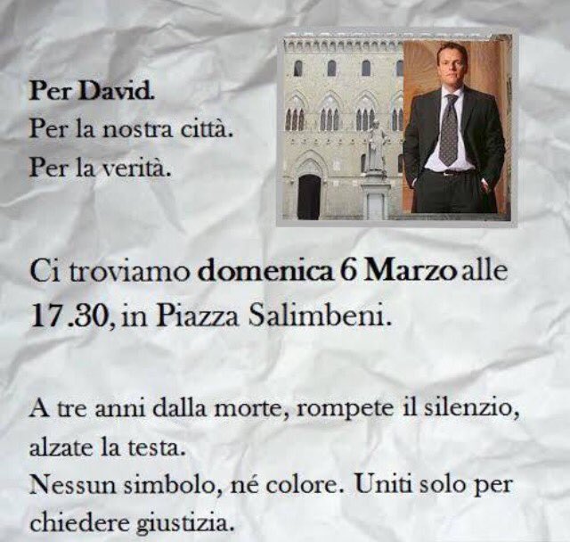 Partecipare domenica è importante. Solo lì le condivisioni faranno la differenza. 
#veritàperdavid