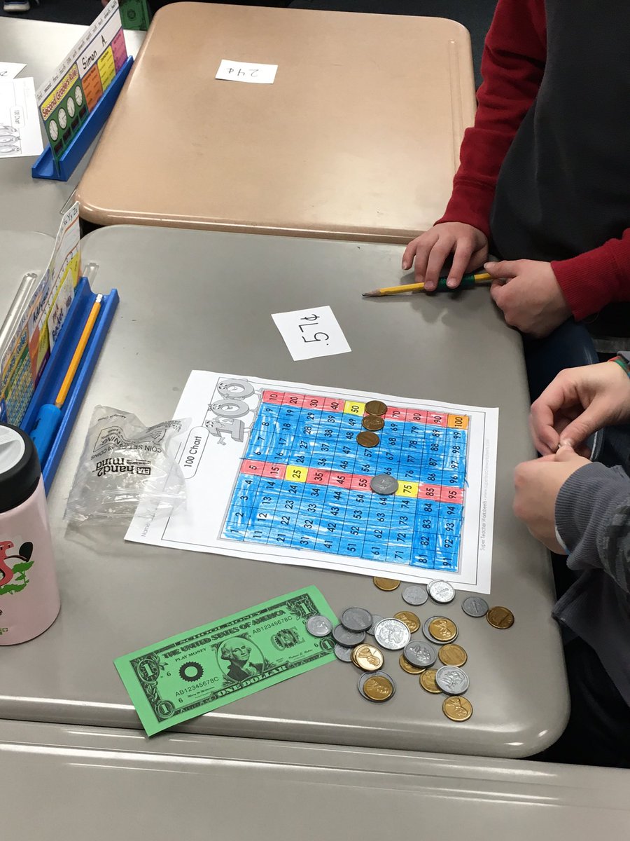 amysueminnick's tweet image. Making change using a 100&apos;s chart for support #abilitygrouping