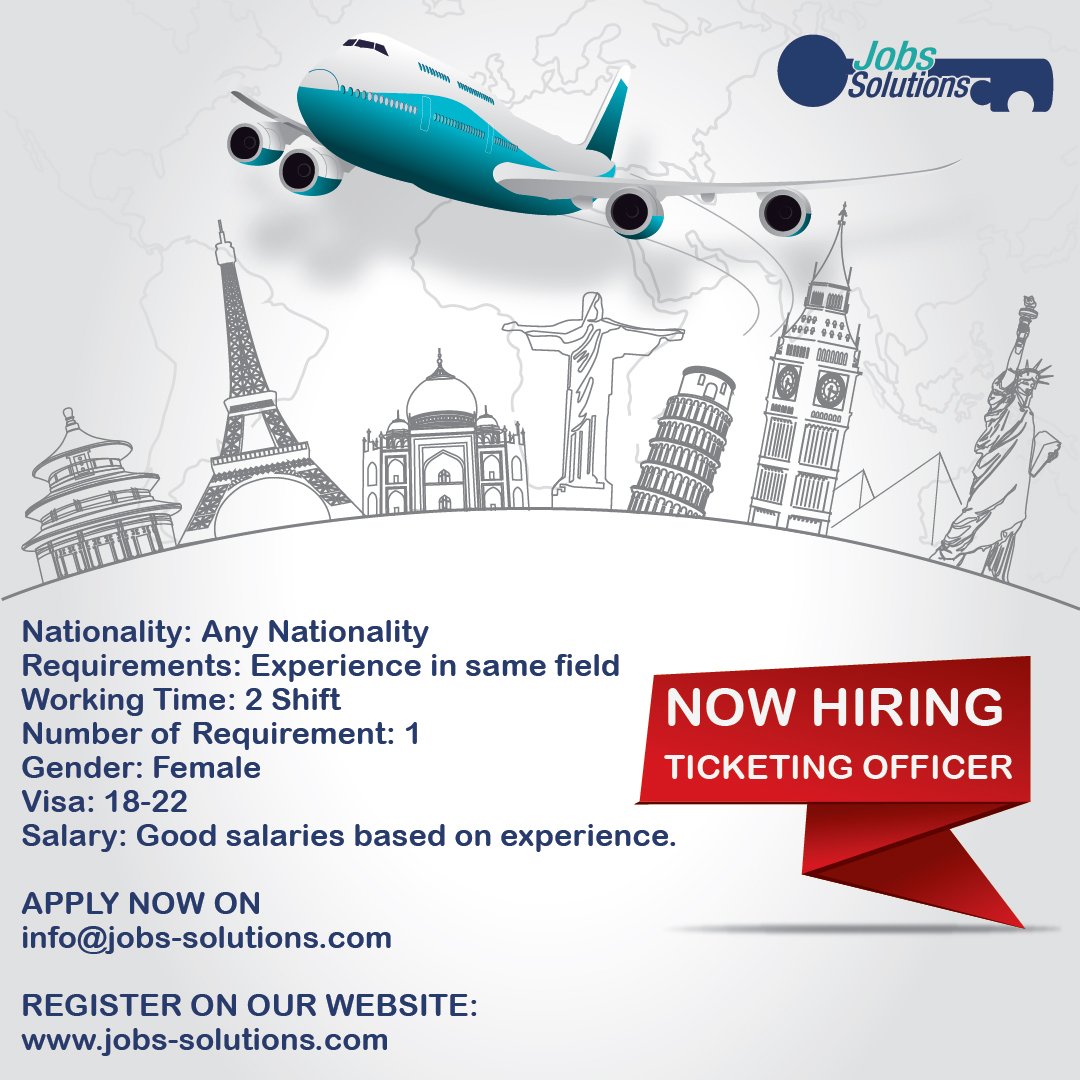JobsSolutions's tweet image. We are hiring ticketing officer female
#kuwait_live #kuwait #hire #ticketing #office #recruiting #Recruitment2016