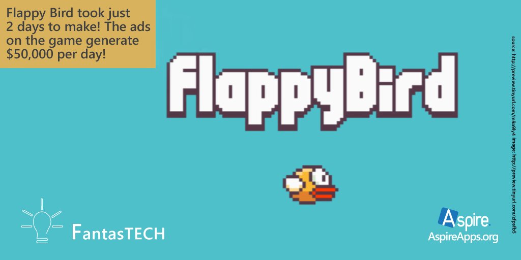 Aspireapp's tweet photo. #FantasTECH #technology #innovation #FlappyBird #Ads  #AspireApps #RCorp. https://t.co/MqEroLVYnM