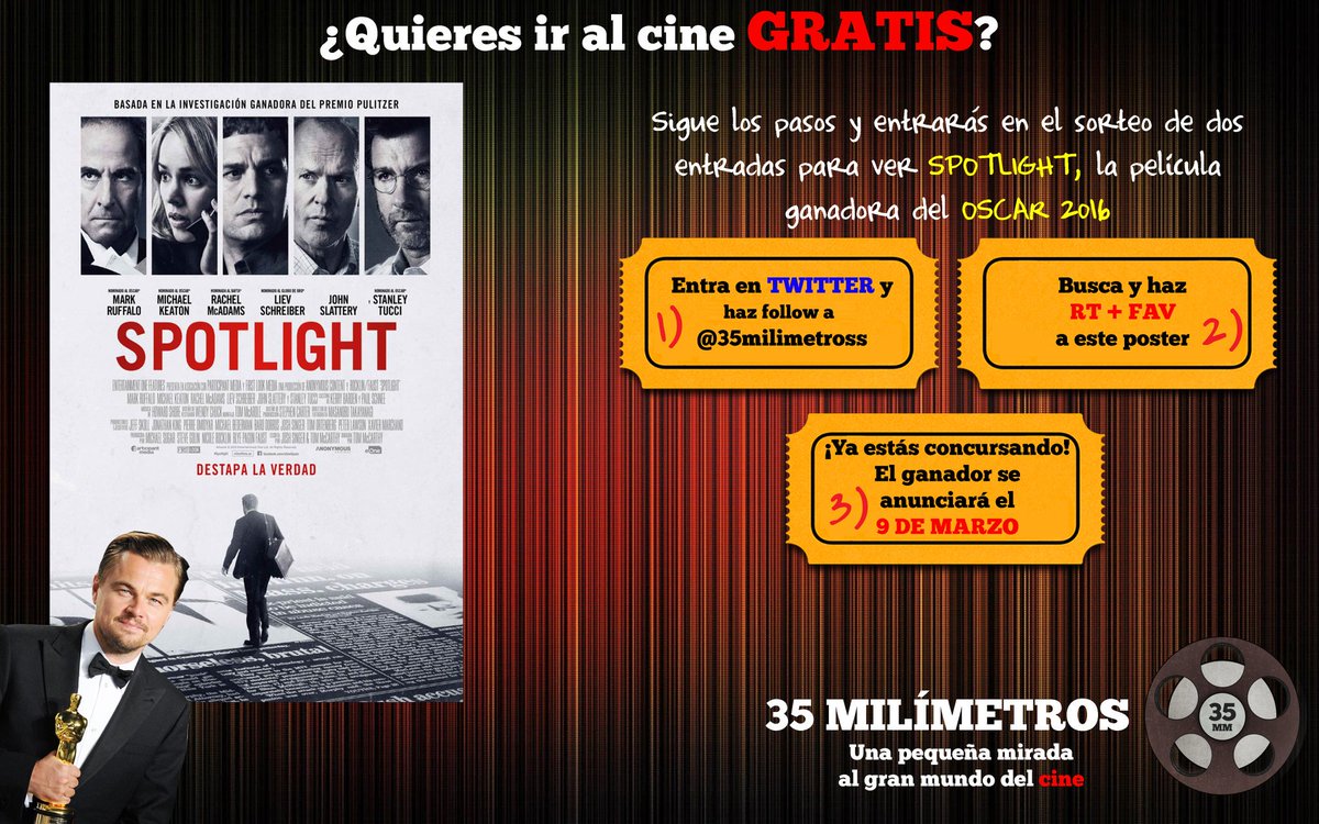 35milimetros_es's tweet photo. Este mes cumplimos 2 años! Y, entre otras cosas, vamos a sortear 2 entradas de cine! RT + FOLLOW y mucha suerte! https://t.co/IEvHZ9RPP8