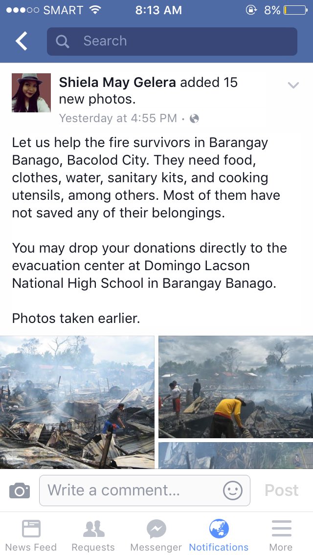 LEOmtkanlaon's tweet photo. For those willing to give donations for the fire victims of purok riverside, brgy banago please send us a message. https://t.co/k1LU4AglWL
