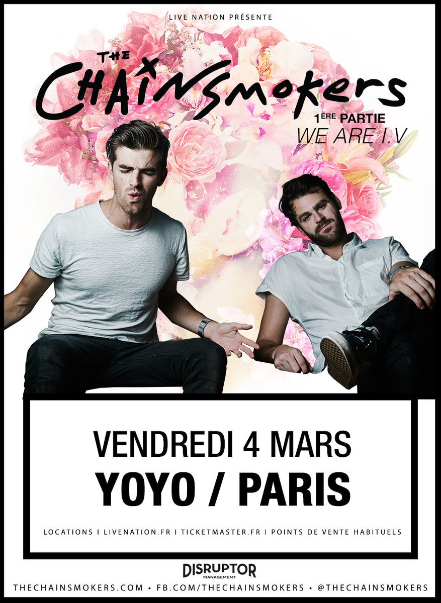 .<a href="/we_are_iv/">We Are I.V</a> en 1ère partie de <a href="/TheChainsmokers/">THE CHAINSMOKERS</a> vendredi 4/03 au Yoyo : bit.ly/1S6NYA5