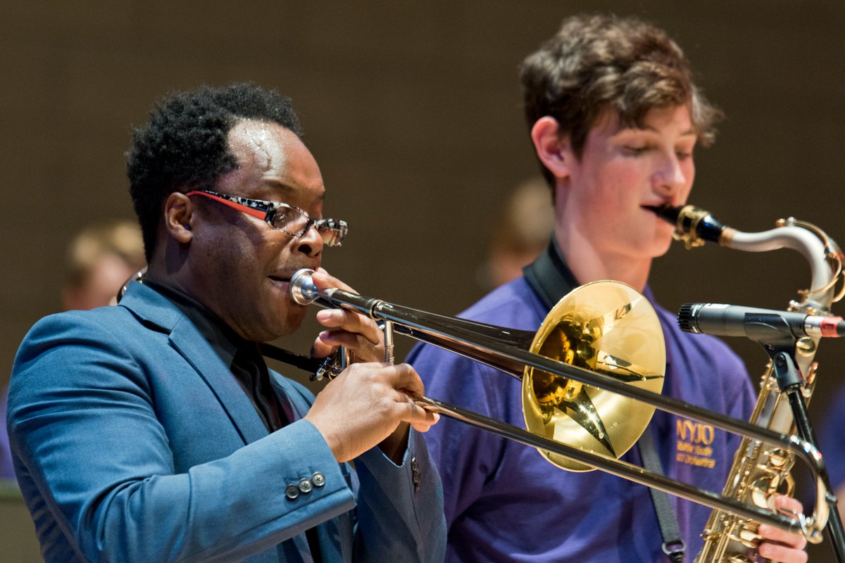 A fab photo of <a href="/dennis_rollins/">Dennis Rollins</a> playing with Wiltshire Youth Jazz Orchestra recently as our Jazz Artist in Residence.