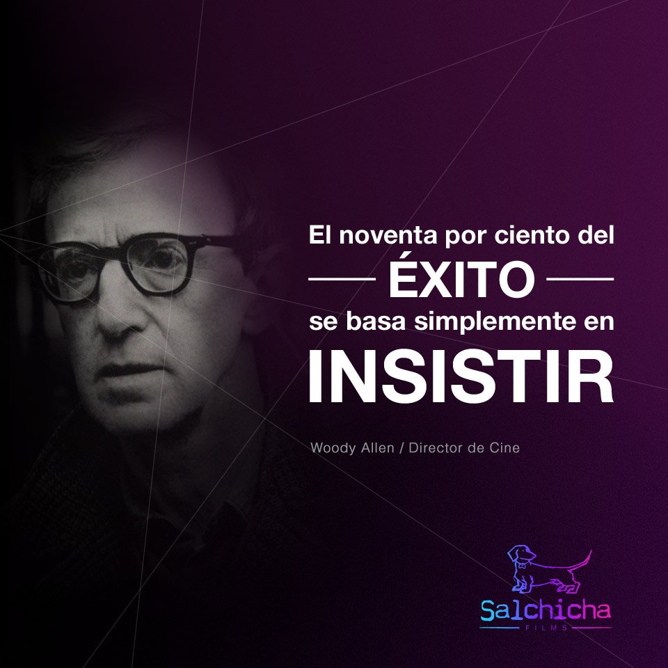 SalchichaFilms's tweet photo. "El noventa por ciento del éxito se basa simplemente en insistir".
“Ninety percent of success is simply to insist”. https://t.co/Bn0n2FqIae