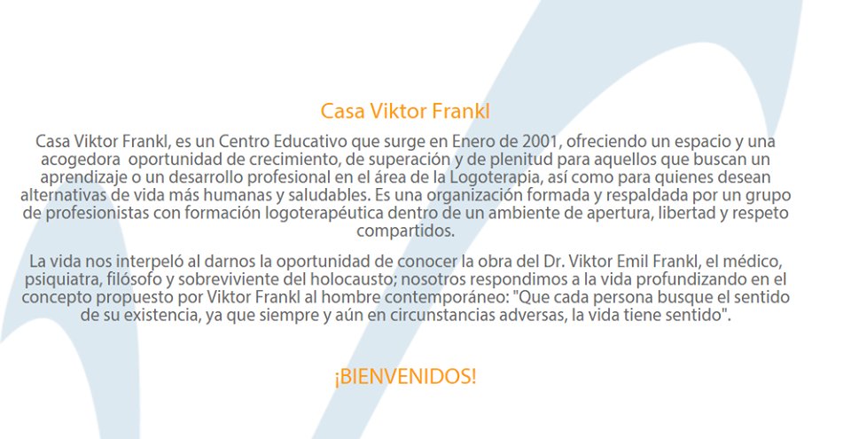 CasaFrankl's tweet photo. Visita @CasaFrankl, el espacio de la Logoterapia #ViktorFrankl ... ¡Visítanos! https://t.co/haOnGiwxiq