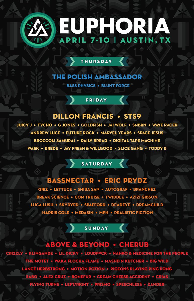 euphoriafest's tweet photo. The 2016 daily Euphoria lineup is out! PASSES: https://t.co/l7EvTOF5BL ♥RT♥ to win (2) VIP Passes! #FindYourEuphoria https://t.co/UECj37v30E