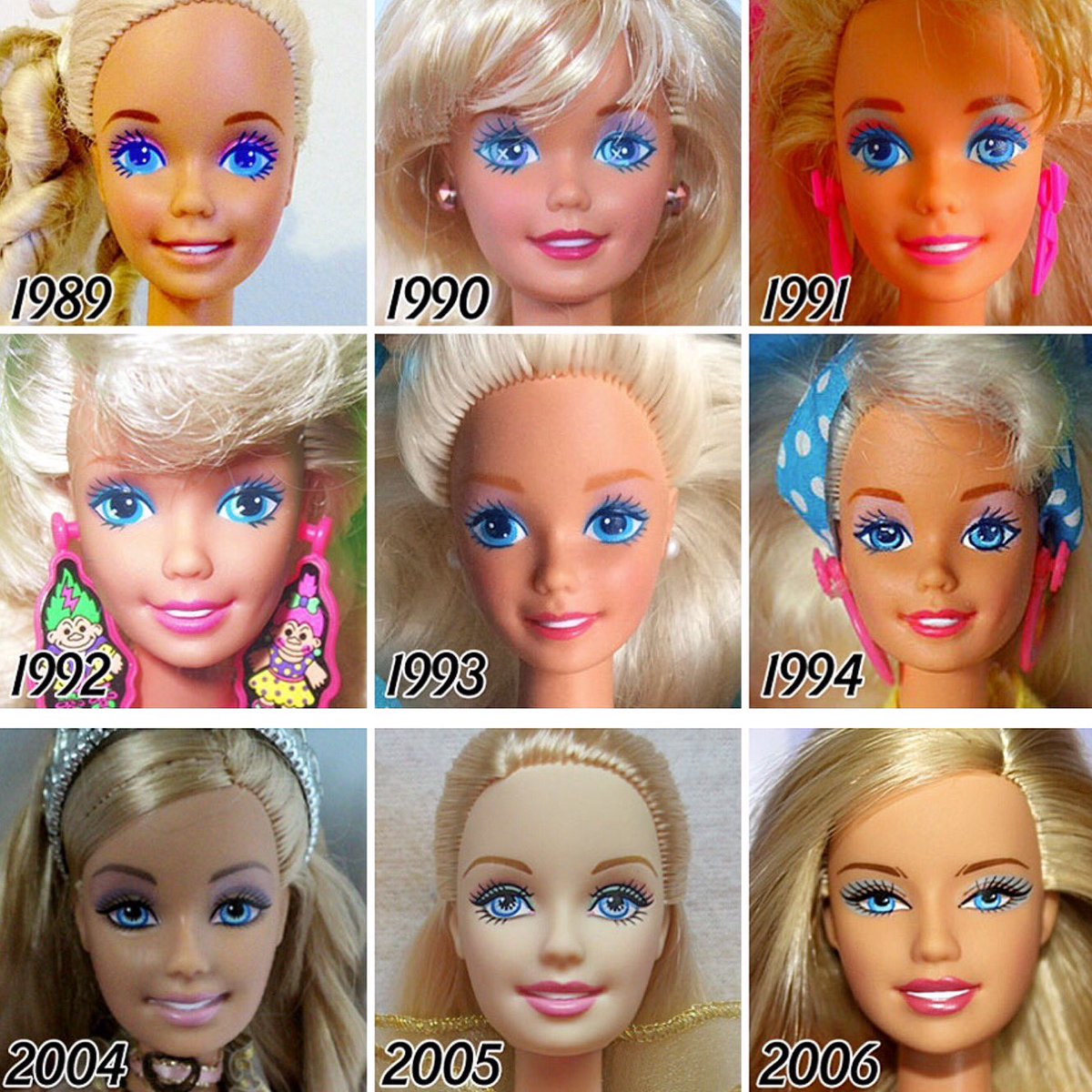 større Hysterisk angivet robertachiarella.com on Twitter: "Who's your favorite? Evolution of Barbie # barbie #faces #dreamdoll #Barbie doll #1959 #great jobTenaflyviper  https://t.co/4kOu1yDK08" / Twitter