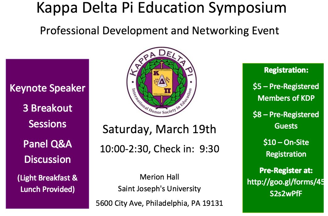 EDU_SJU's tweet photo. Pre-register for the KDP Education Symposium... https://t.co/xkcZbT8AGE