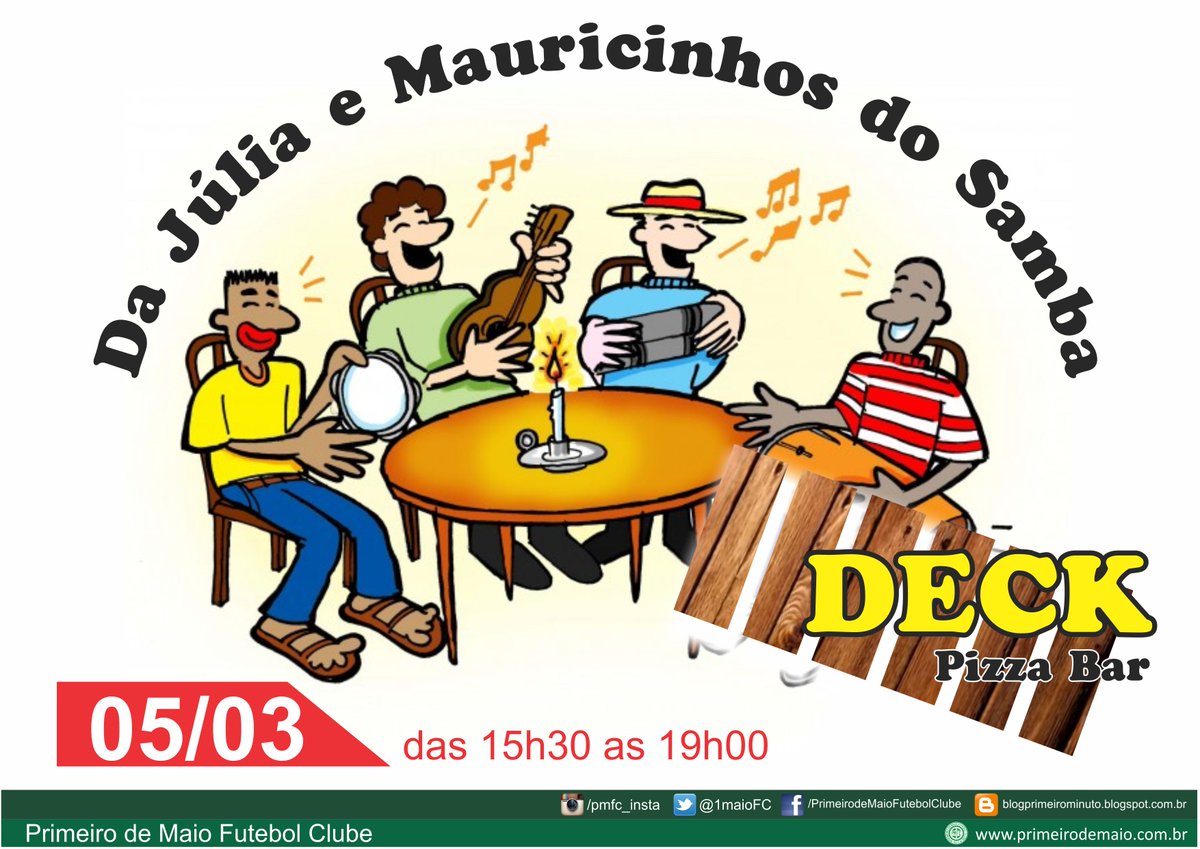 Sábado tem Samba no Deck, com Da Julia e os Mauricinhos