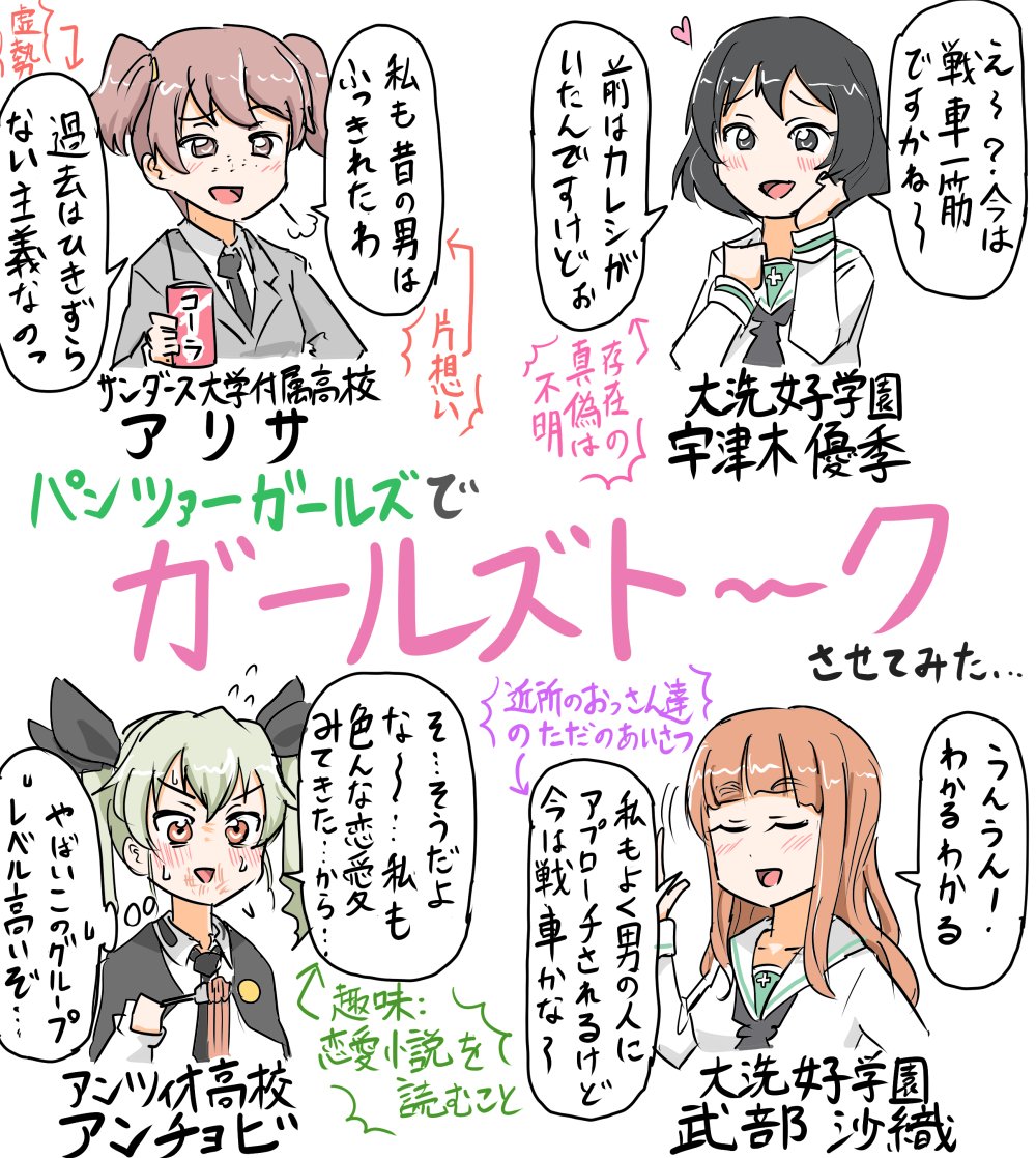 ガルパンの女子トークできそうなキャラ寄せ集めてみた 