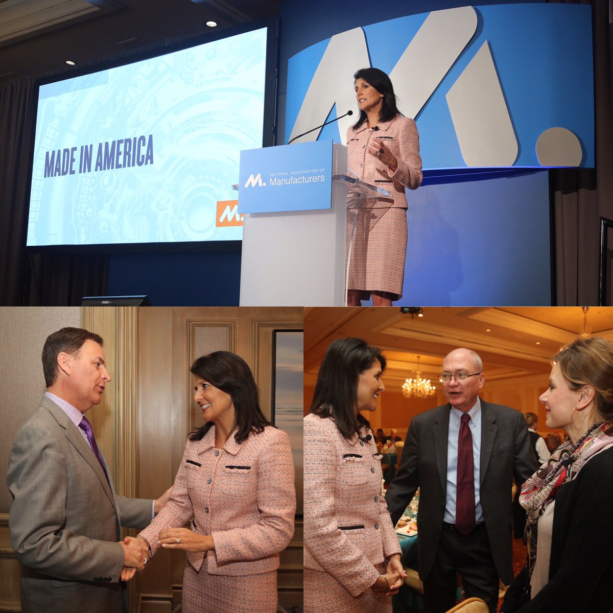 AmbNikkiHaley's tweet image. Great talking with the National Association of Manufacturers about why SC is a great state to do business!