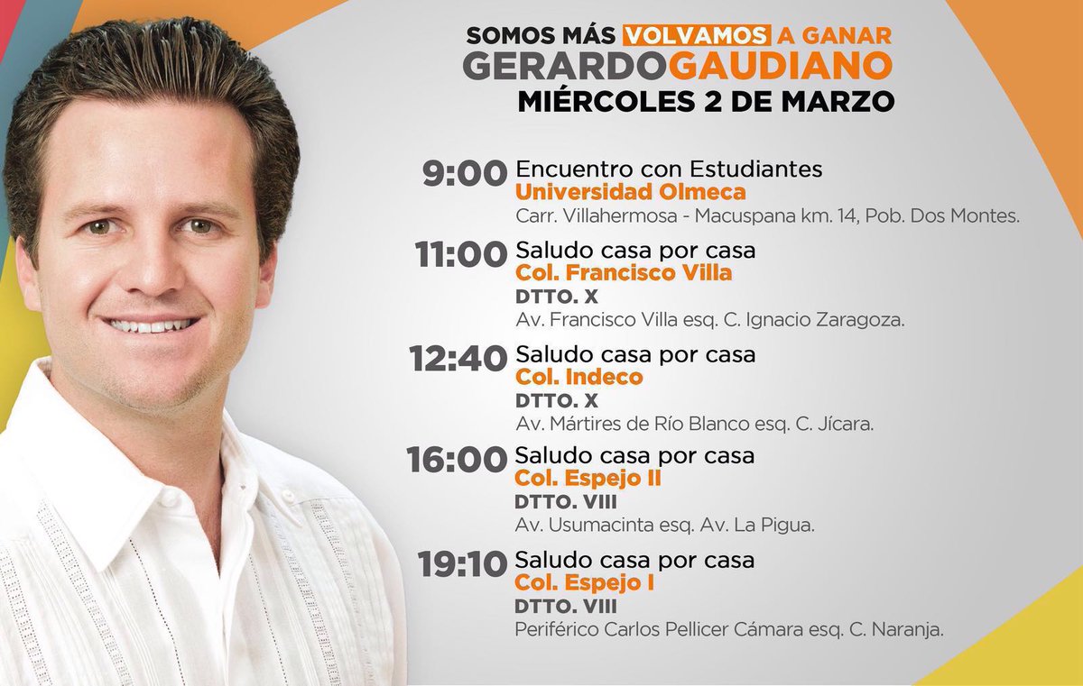 NoticiaEden's tweet photo. #AgendaCandidatos #CentroTab @gerardogaudiano @LILIANAMADRIGAM @Octavio_morena / @jorgedelacruz99 @pako_red https://t.co/XdRrpLyMe2