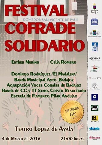 #Festival #Cofrade solidario. Este viernes en el López de Ayala. Precio de las entradas 6€