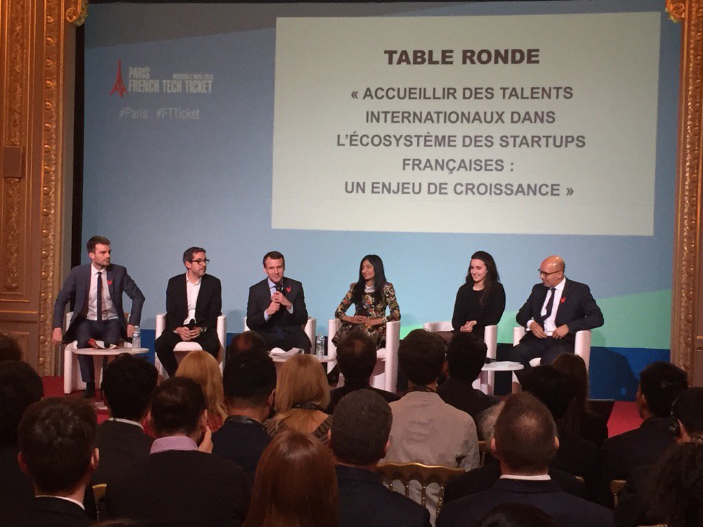 gbregeras's tweet photo. "Une bataille pour les talents étrangers!" @EmmanuelMacron #FrenchTechTicket #echoslive https://t.co/iejVuLzRRV