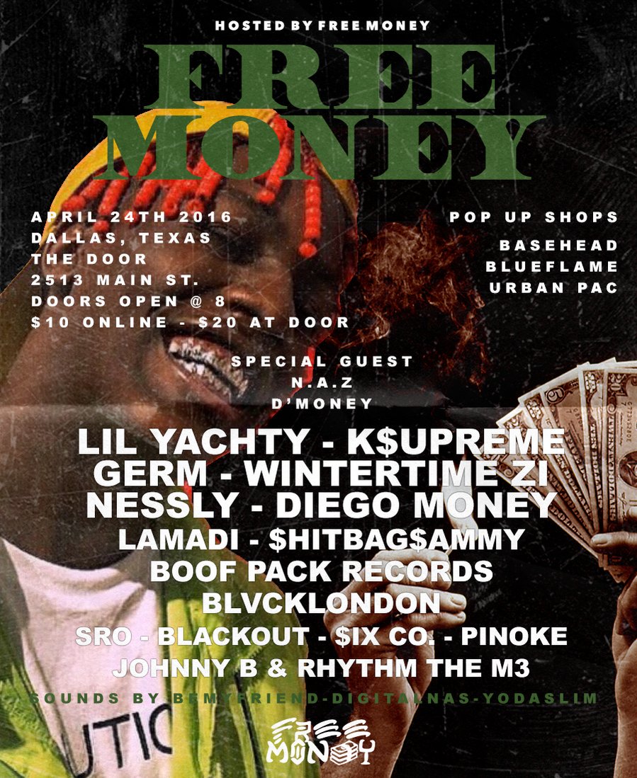 KawasakiSKRR's tweet photo. #FREEMONEY 
4/24 
Lil Yachty 
Wintertime Zi 
Me &amp; more! 
10$ online // $20 at the door. 
https://t.co/tKegWsTCx7 https://t.co/g7TVwnwfJz