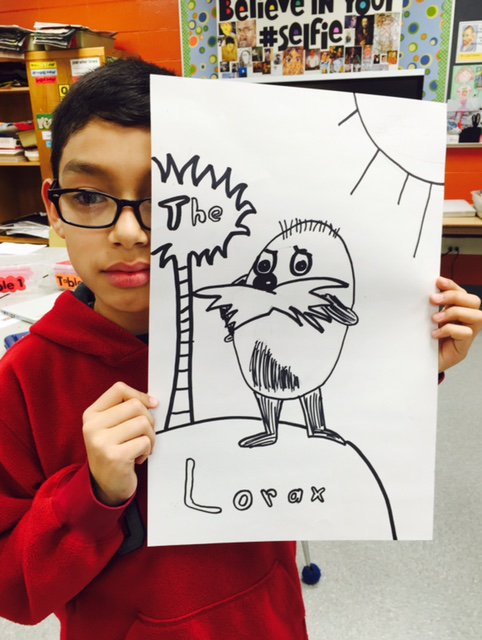 MrsArnoldART's tweet photo. Celebrating the birthday of #DrSeuss by drawing and painting #thelorax #62learns #62ICS https://t.co/xCOo4lQIZV