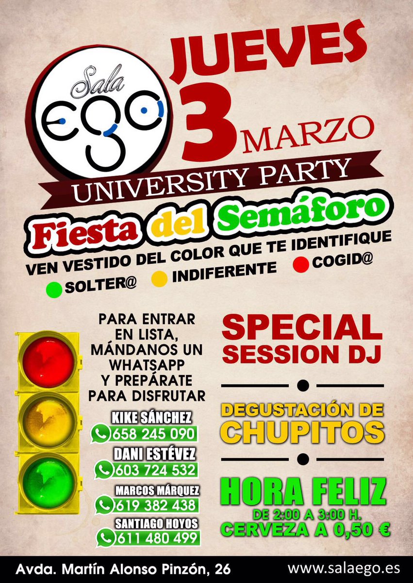 LISTAS ABIERTAS PARA LA FIESTA DEL SEMÁFORO ESTE JUEVES