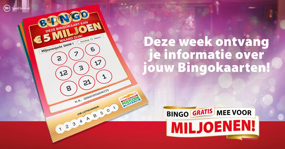 Postcodeloterij Bingo Kaart Kaart