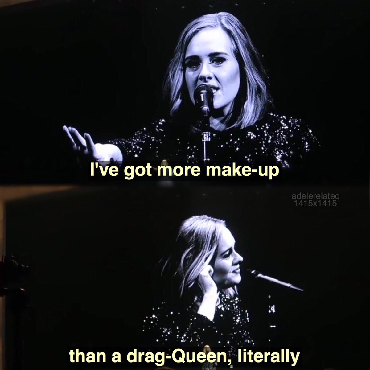 adelerelated's tweet photo. @Adele is wearing more makeup than a drag-queen #Belfast #AdeleOnTour https://t.co/JfDDMLORLV