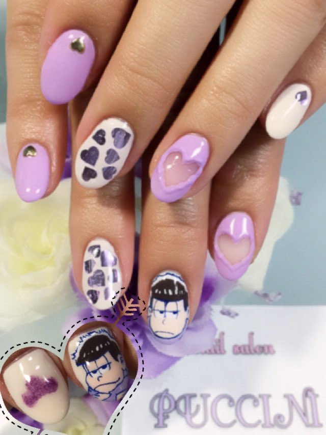 Nail Salon Puccini No Twitter ラベンダー アイボリーハート 一松さん痛ネイル 一松 おそ松 痛ネイル ハート 大阪 T Co Ce9rhn9hus