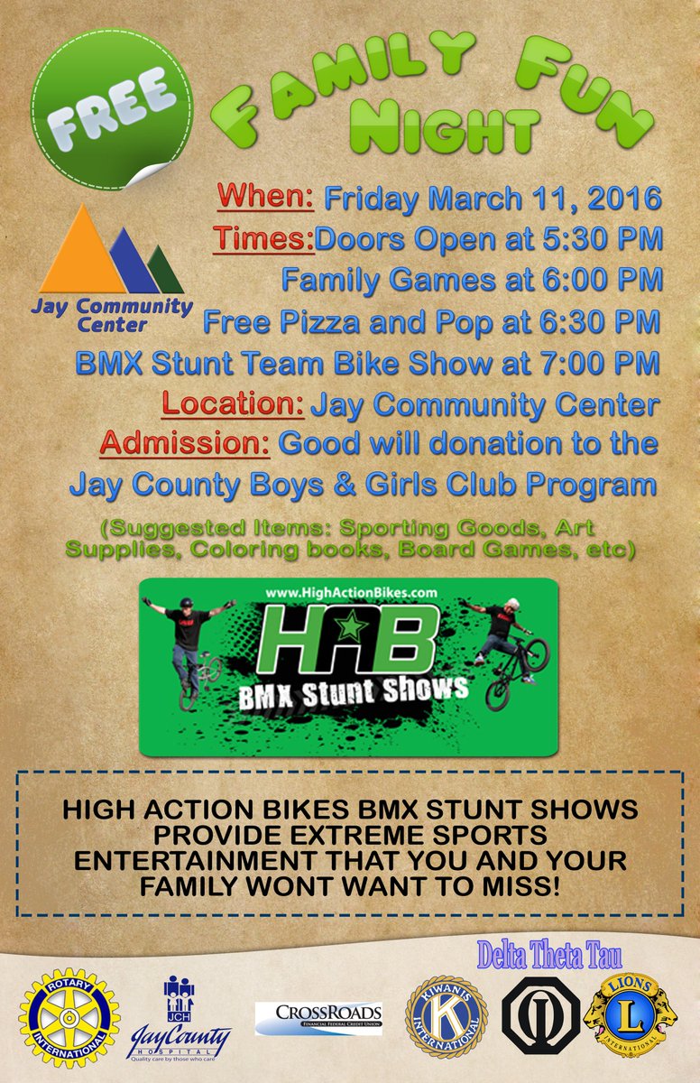JayComCenter's tweet image. FREE Family Fun Night will be Friday March 11th! @DialedBMXShows will be thrilling the crowd with their #BMX show!