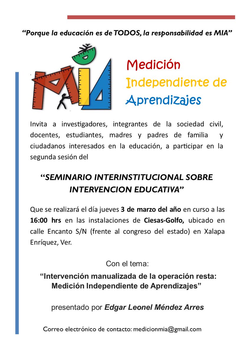 MedirAprender's tweet photo. ¿Estas interesado en la educación? Te invitamos a la segunda sesión del seminario #MIATime #AprendizajesBásicos https://t.co/QuV21dIQQG