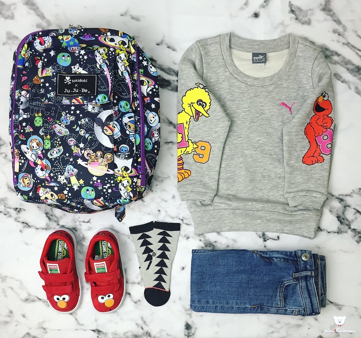 mini_licious's tweet photo. #minioutfits: #puma x #sesamestreet crew neck • #hm kids jeans • #stancesocks • #jujube x #tokidoki backpack https://t.co/J5oUGuc1Be
