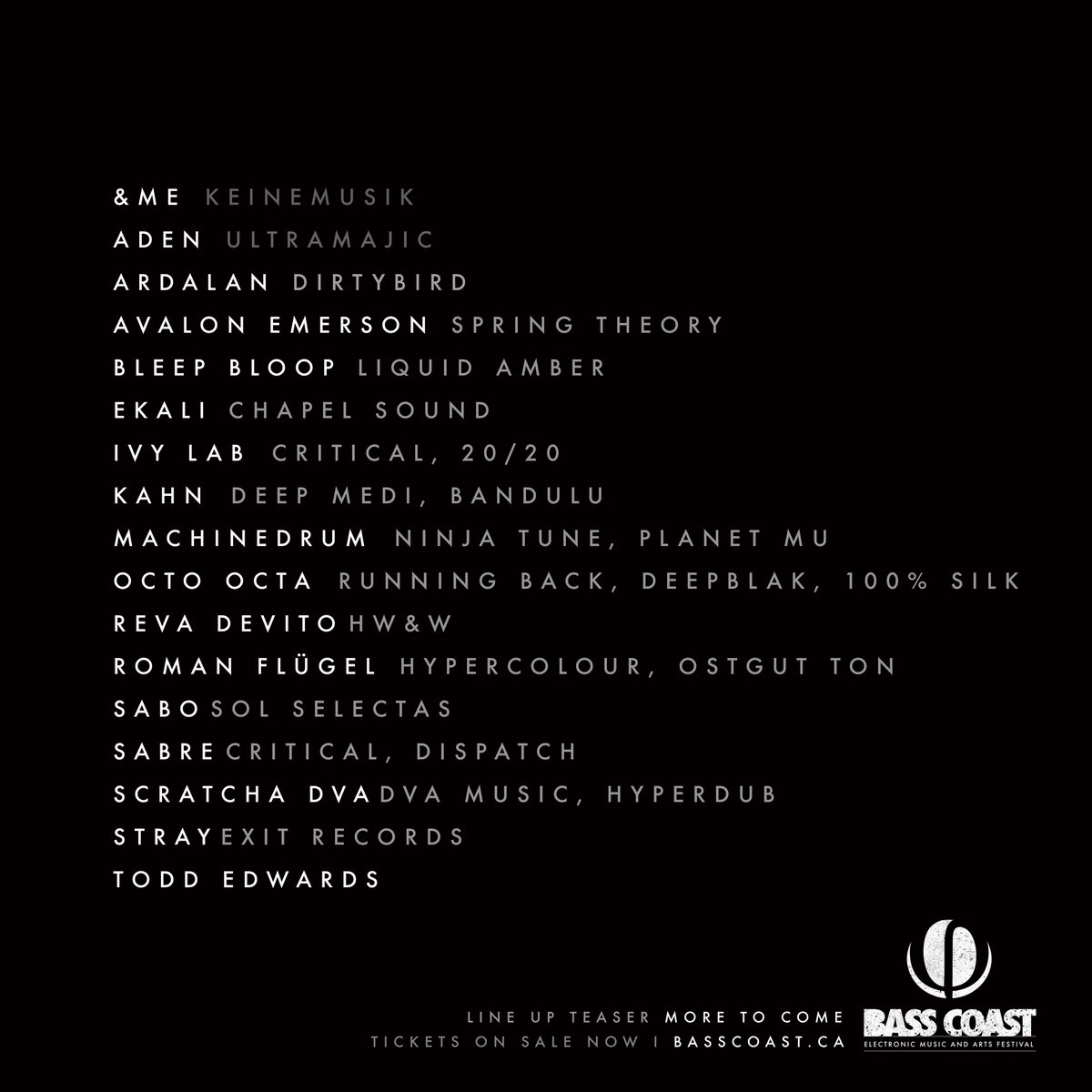 We're proud to announce the first wave of artists for Bass Coast Festival 2016. #takemetobasscoast