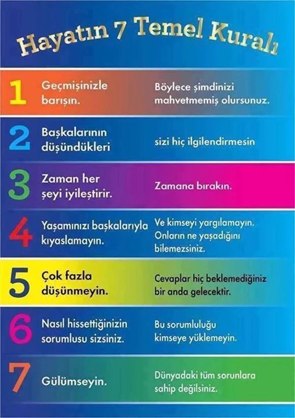 #ElektrikOlmasa olmasın @Borsan_TR işte hayatın 7 Kuralı. Siz Bizim Gönlümüzdesiniz. Allah Yar ve Yardımcımız Olsun.