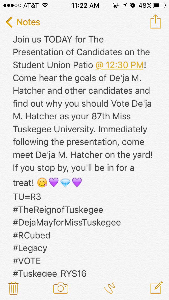 _KTatyanna's tweet image. TU=R3
#TheReignofTuskegee
#DejaMayforMissTuskegee #RCubed
#Legacy 
#VOTE
#Tuskegee_RYS16