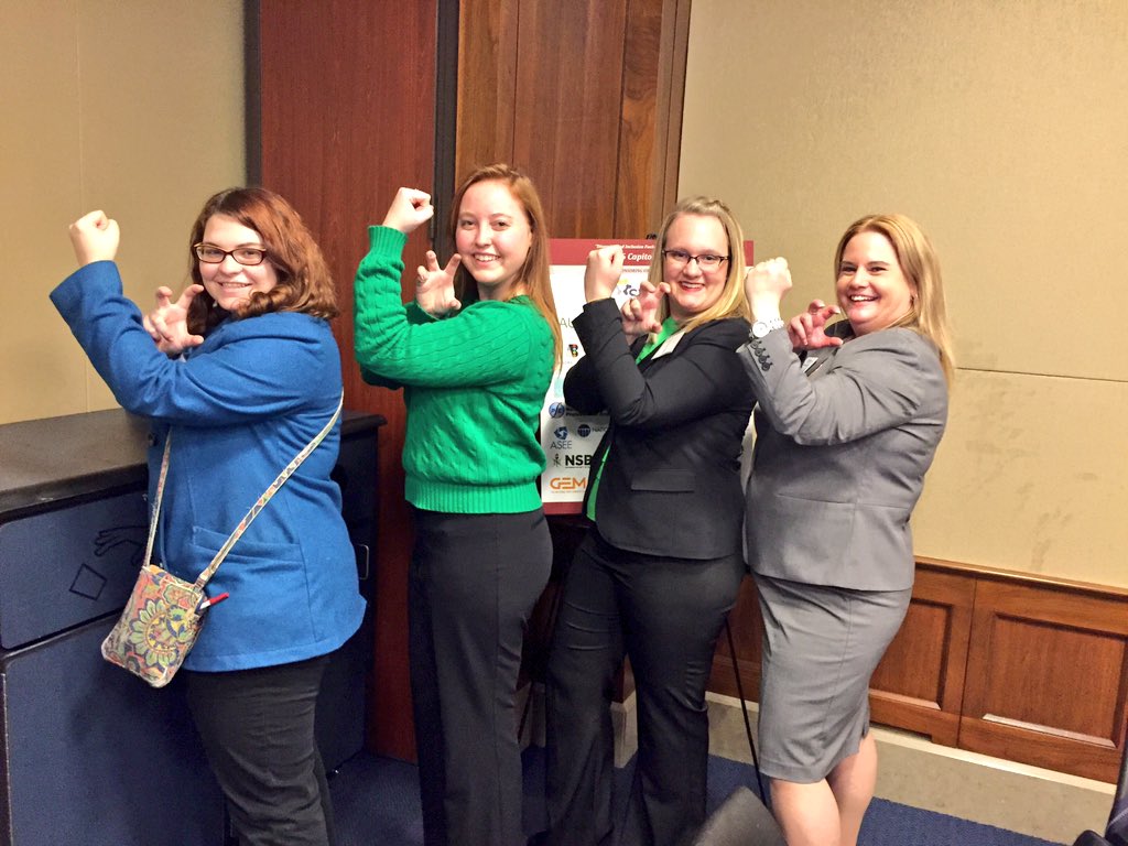 UNTSWE's tweet photo. You know you're a cool college section when you have @SWE_President do your hand sign with you 😎 #SWECapitolHillDay https://t.co/y1PP7808Dd