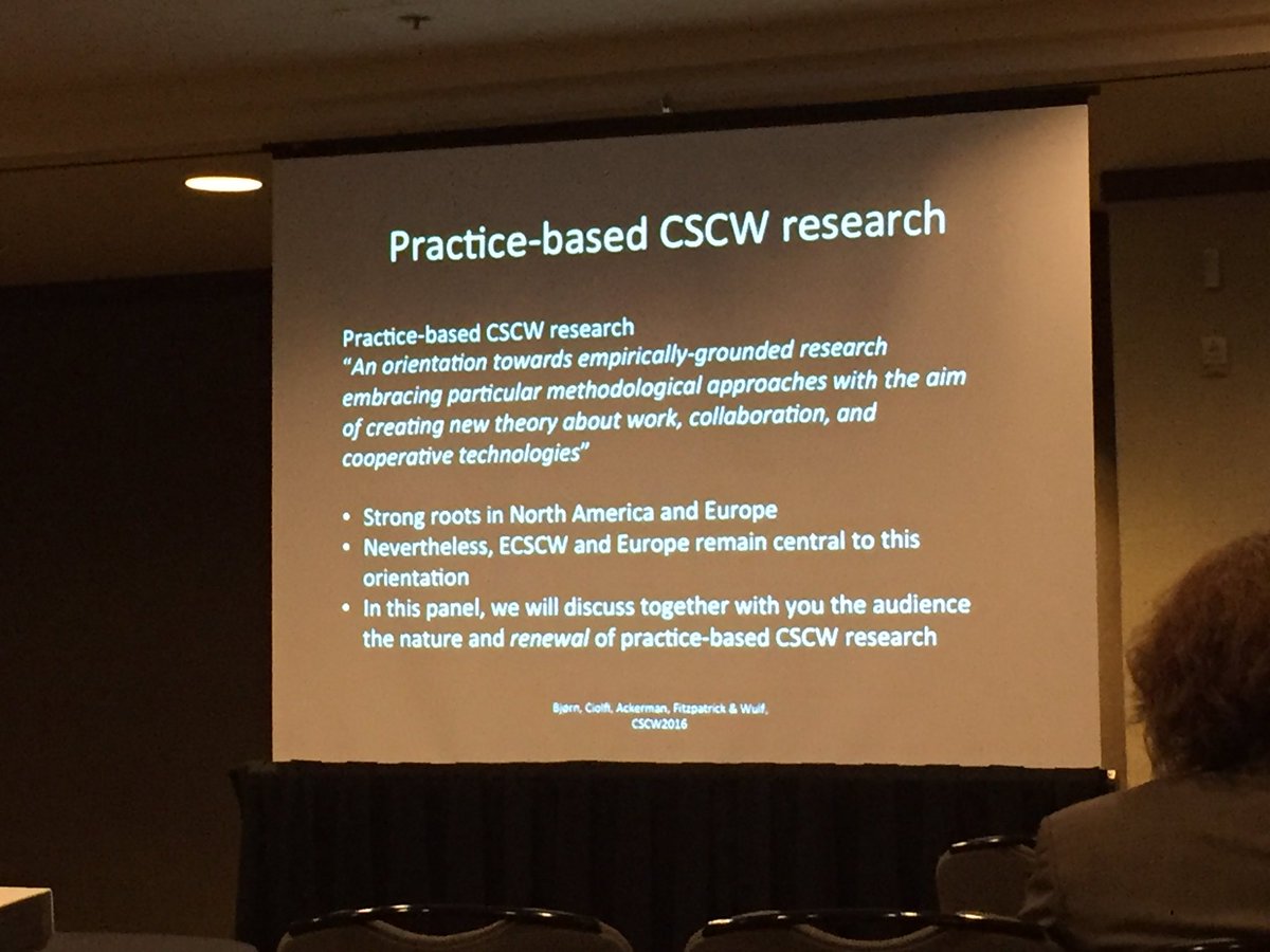 airi_'s tweet image. Starting points to practice-based CSCW research panel #cscw2016