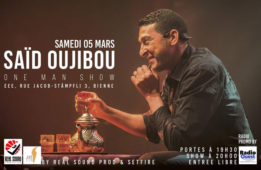 SetFireBNC's tweet photo. Ce samedi 05 mars
Show de l'humoriste Saïd Oujibou à Bienne.
Entrée libre. Pr tte la famille.
#oujibou #bienne RT https://t.co/oJgIixpC6M