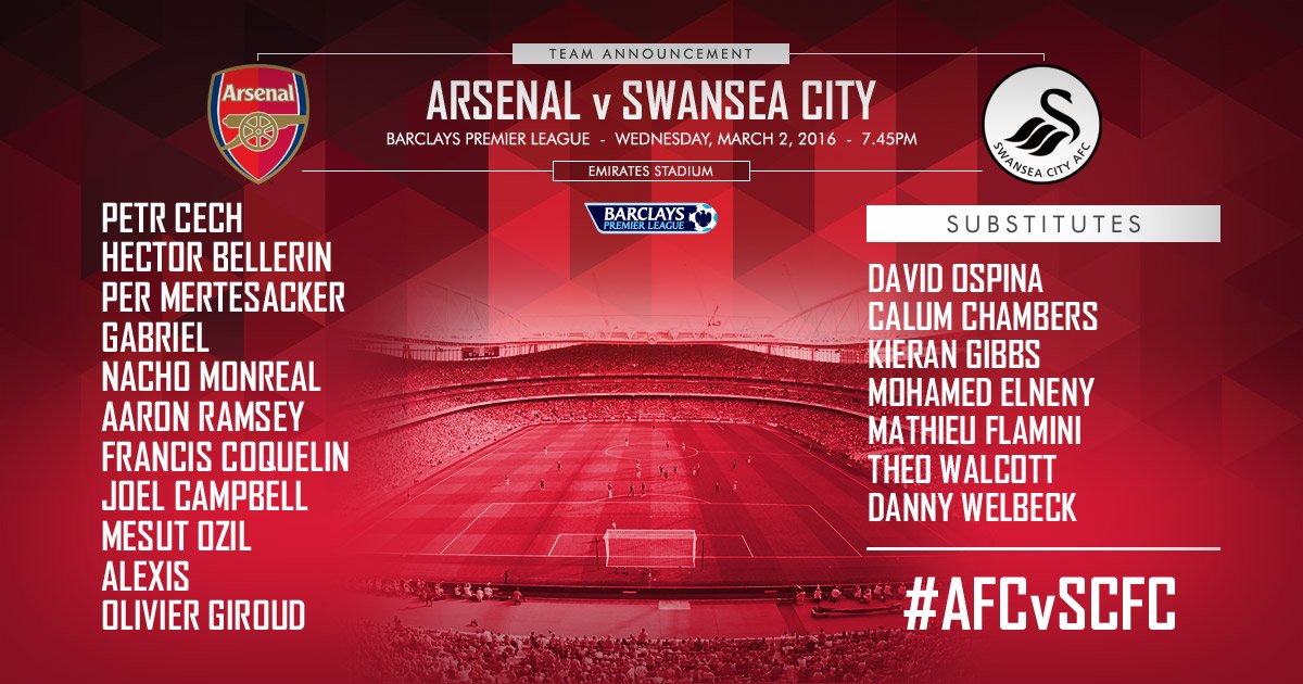 Arsenal's tweet image. The wait is finally over! Here is the #AFCvSCFC teamsheet...