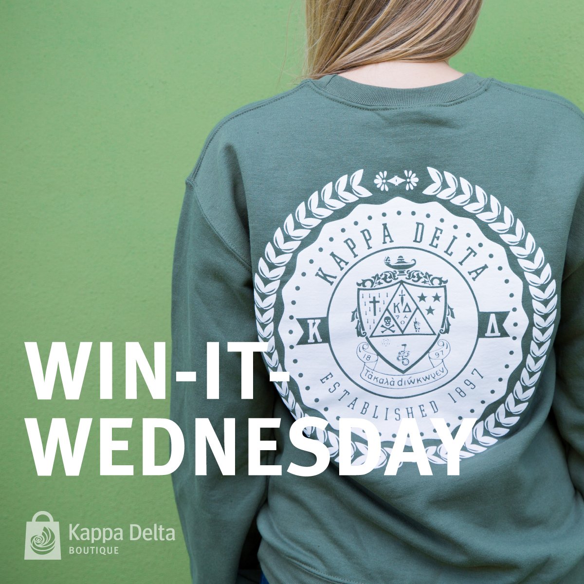 KappaDeltaHQ's tweet image. Ready for Win-It-Wednesday?! RT for a chance to win this green sweatshirt from the KD Boutique #goKD #KappaDelta