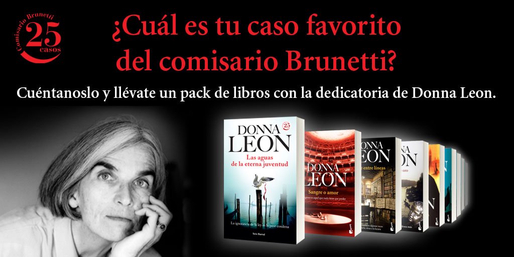 ¿Quieres un pack de libros firmado por #DonnaLeon? Participa aquí--> ow.ly/YpOwD #TerritorioConcurso