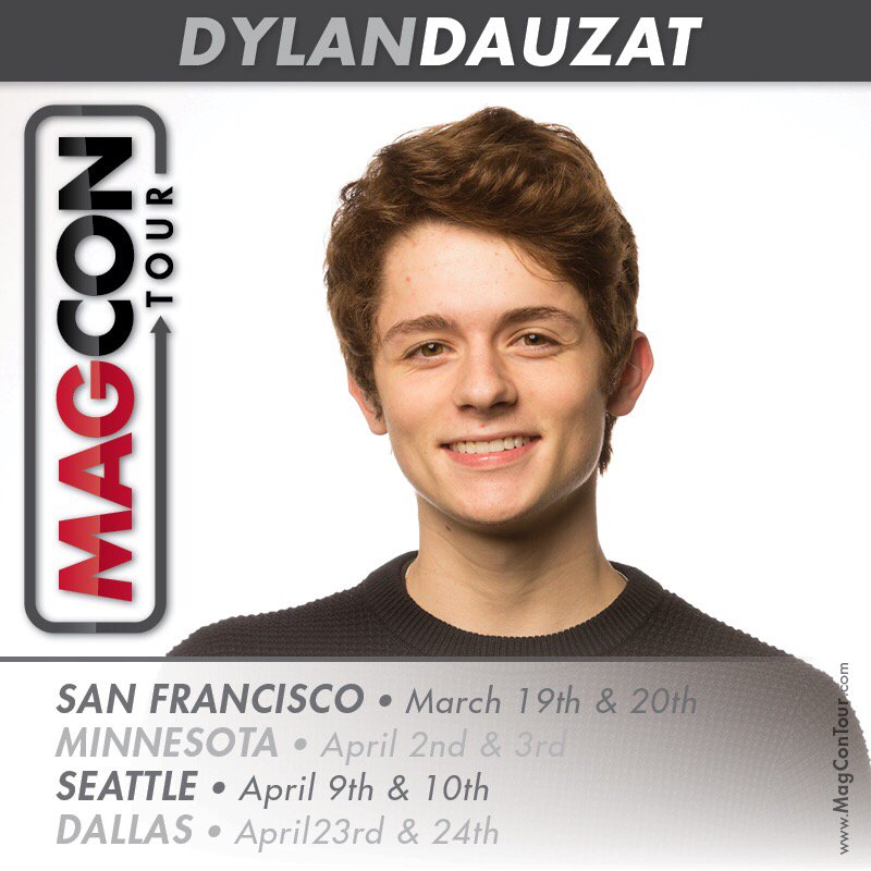 Magcon's tweet photo. Make sure you get a hug from @dylandauzat in one of the upcoming #MagconCities !#MagconTalent https://t.co/8byfQJRjBm