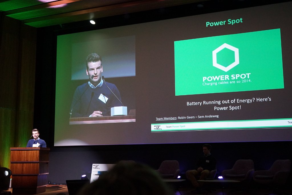 vertongen's tweet photo. Powerspot: Charge your devices wirelessly, another #nmct student at #botfinal !! https://t.co/ULoSz6ZbRo