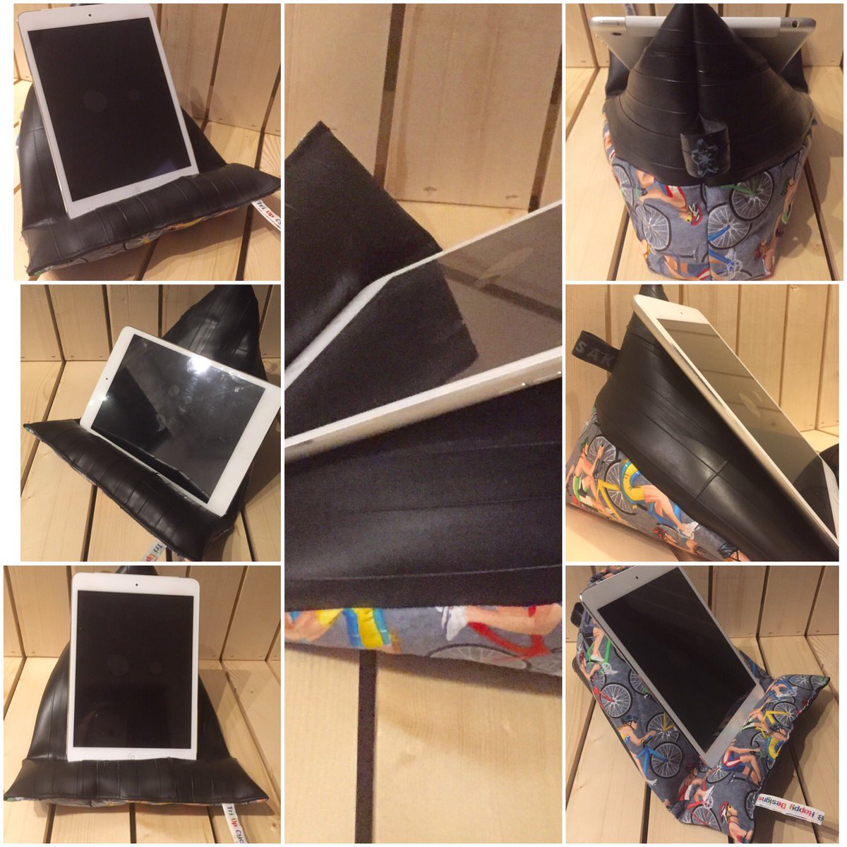 rachwhitebhappy's tweet photo. New! Upcycled innertube 2way iPad/tablet cushion https://t.co/Dc86DbofL5 #upcycle #cycle #velo #cyclemad #gadget https://t.co/IBDU44fnbq