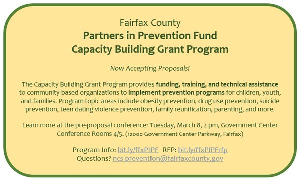 ffxyouththrive's tweet photo. Apply by 4/12 for funding to implement prevention programs in the community. #PIPF https://t.co/g3mc0NYG11 https://t.co/Ynl4AvRqnF