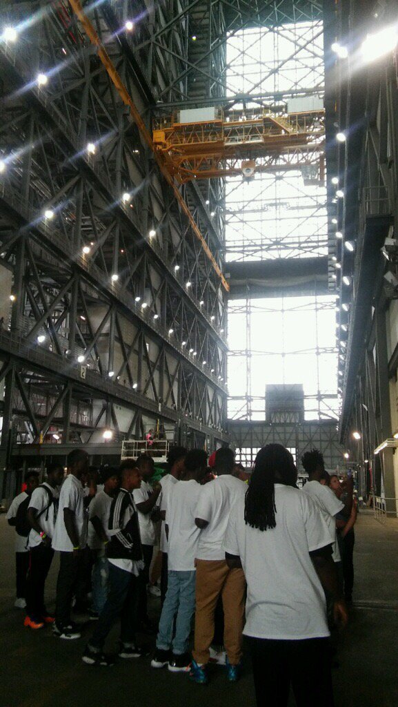 Students taking part in the MBK #WeekAtTheLabs event at KSC are touring the iconic Vehicle Assembly Building. #STEM