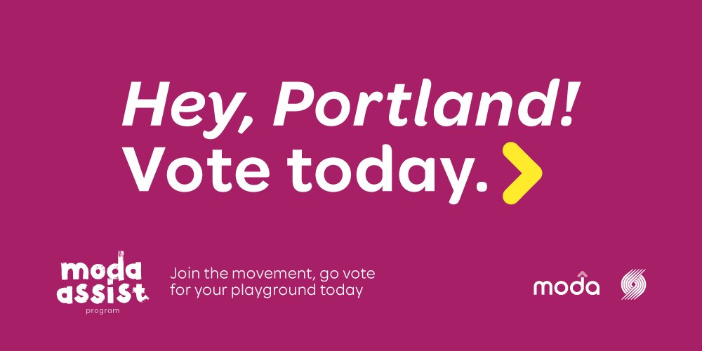 Moda_Health's tweet photo. #modaassistprogram Hey, #Portland! Vote today to get a new playground in your community. https://t.co/f5SVLa5FVU https://t.co/am3wh6ZX1q