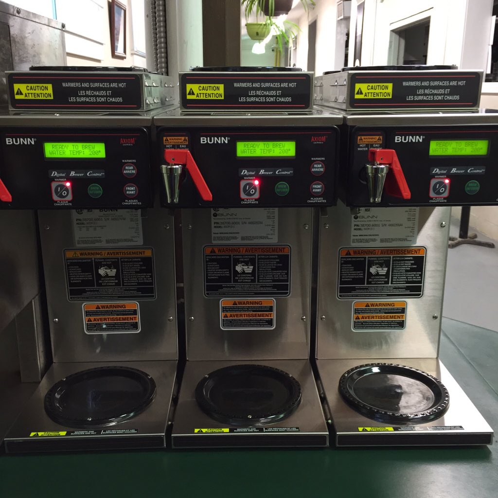 WhitneyCoffeeCo's tweet photo. Just finished installing 3 new @BUNN Axiom digital brewers @FredFarmMarket today. Perfect for the fresh roast beans. https://t.co/eGLfWS0dgM