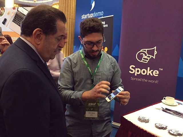Spoke_app's tweet photo. Our CTO with the Lebanese Minister of Telecommunication HE Boutros Harb!! #GetSpoke #comingsoon #ArabNetBeirut https://t.co/kG3dnkHbjv
