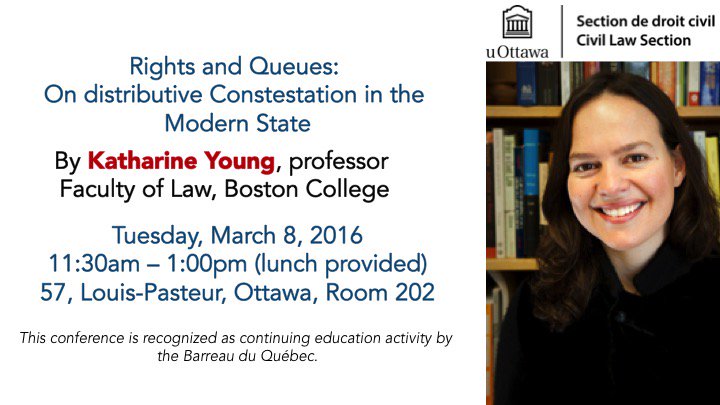 DrCiviluOttawa's tweet photo. Don't miss this presentation by Katharine Young from @BCLAW! Tuesday, March 8: #continuingeduction #law https://t.co/hGcoCliHQj